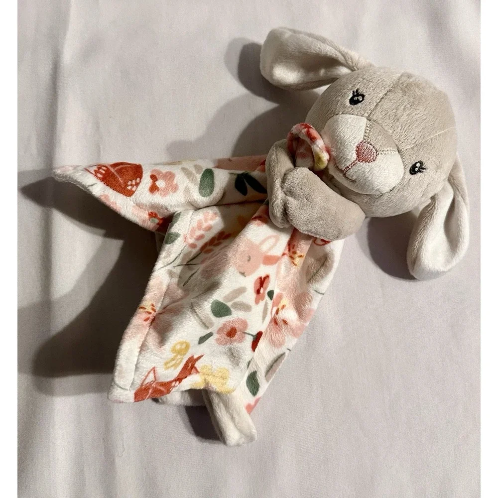 GERBER Modern Moments Baby Plush Gray Bunny‎ Lovey Floral Security Blanket